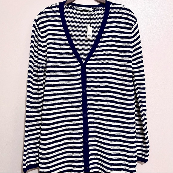 NWT Zara Midi Knitted Striped Cardigan - Picture 4 of 15